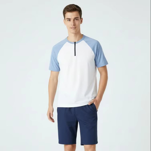 Camiseta Deportiva de Manga Larga para Hombre SOSH, 100% Algodón, Tejido Interlock, Cierre de Cremallera, Rayas, Estilo Raglán - Product Image 1