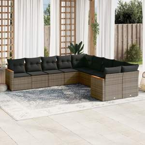 Conjunto de Sofás Modulares Grandes de Ratán PE Gris para Jardín, Colección Premium de Muebles Modulares para Exteriores - Product Image 1