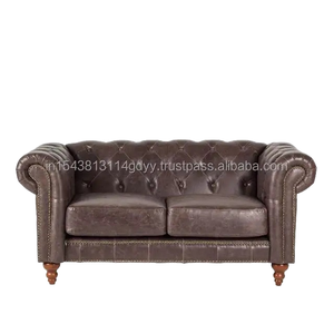 โซฟาเข้ามุมหนังสไตล์โชธปุระ2-Seater ทันสมัยดีไซน์อุตสาหกรรมพร้อมกระจุกสำหรับบ้านหรือสำนักงาน - Product Image 5