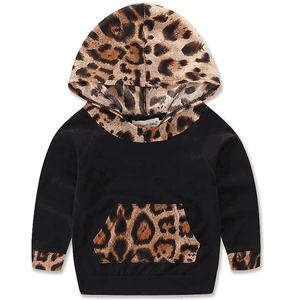 Ensemble sweat à capuche et pantalon imprimé léopard pour bébés filles, tenue tricotée en molleton français pour nourrissons et tout-petits - Product Image 3