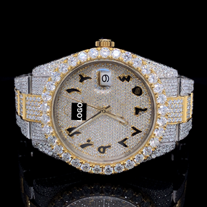 Reloj Deportivo de 41 mm para Hombre, Colección Hip Hop, con Caja de Acero Inoxidable y Logotipo Personalizado, Esfera con Incrustaciones de Diamantes Moissanite Grandes - Product Image 1