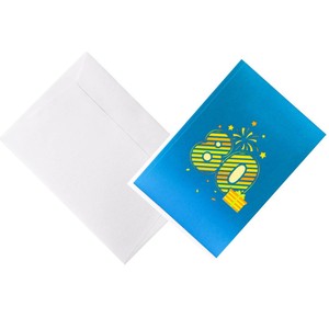 Carte de vœux 3D pop-up avec gâteau bleu et étoiles, design personnalisé sur carton rond pour célébration, cartes de vœux 3D - Product Image 4