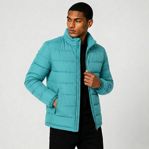 Fashion Style Solid Color Canvas Patchwork Stand Collar Hooded <b>Waterproof</b> Thick <b>Warm</b> Winter Puffer Jacket for Men - Product Image 2