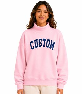 Sweat-shirt oversize en molleton imprimé à col montant en coton doux pour femme avec logo personnalisé, style streetwear, prix abordable, OEM - Product Image 2