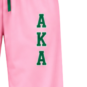 Women's <b>Pink</b> Pajama Set with Green Piping AKA 1908 Embroidery Long Sleeve Button Front <b>Top</b> and Matching Drawstring Pants Two PCS - Product Image 6