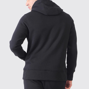 Men's Black Hoodie Sweatshirt <b>Set</b> Solid Color Casual Cotton Fleece Breathable Embroidered Joggers Winter Wear OEM Service - Product Image 2