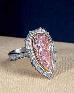 ใหม่ S925 เงินนำเข้ารูปทรงลูกแพร์ 4*7 หยดน้ำแยกสีแหวนเครื่องประดับสตรี - Product Image 4