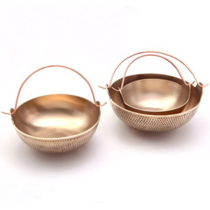 Bols en laiton finition antique texturée martelée, qualité supérieure, en métal, avec poignées, pour servir des aliments, au prix le plus bas - Product Image 1