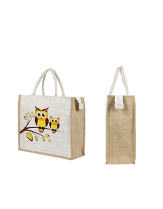 Jolis sacs à provisions biodégradables en jute teint avec poignée rembourrée tissée prix sac en jute - Product Image 3