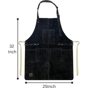 Delantal de herramientas de cuero azul medianoche para hombres y mujeres ajustable hasta XXL con bolsillos estilo de cintura precios al por mayor para trabajo de parrilla - Product Image 2