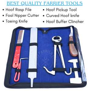 Kit de Herramientas para Herrador Equino con Cuchillo Curvo, Lima para Herraduras, Alicates para Potros, Clincador, Cuchillo para Patas, Pulidor y Herramienta para Recoger Cascos - Product Image 2