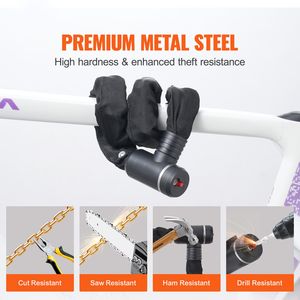 Lucchetto a Catena per Bicicletta da 1,2 Metri, Antifurto ad Alta Sicurezza con 3 Chiavi a Combinazione per Uso Quotidiano - Product Image 2