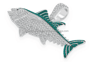 Colgante de Plata 925 con Baño de Oro Rosa, Estilo Hip Hop, Personalizado con Atún y Piedras Preciosas de Moissanita, Regalo Estético - Product Image 6