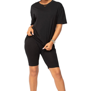 Novedades de Verano, Conjunto de Pantalones Cortos Deportivos para Mujer, 100% Algodón, Tela Elástica, Conjunto de Pantalones Cortos Deportivos para Mujer - Product Image 1