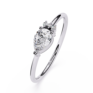 แหวนเพชรแท้ทรงหยดน้ำและทรงกลม ตัวเรือนทองคำแท้ 18K ดีไซน์เรียบหรูแบบมินิมอล เหมาะสำหรับเป็นของขวัญวันครบรอบ - Product Image 6