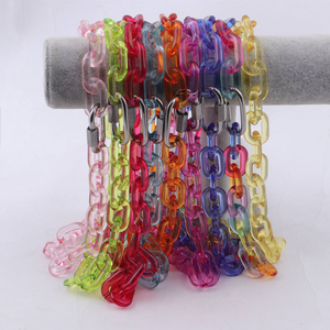Collar de Cadena de Eslabones de Resina Acrílica con Colgante Redondo Estilo Hip Hop, Joyería para Fiesta, Transparente, Encantador, 1 Pieza, Cadena Cubana Dorada / FS - Product Image 1