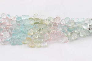 Alta calidad 6*9-7*10mm Multi aguamarina facetada forma de pera Briolette cuentas 8 pulgadas piedra Natural joyería hacer cuentas - Product Image 2