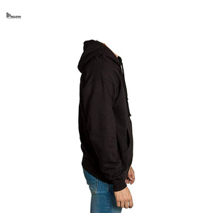 Sweat-shirt à capuche zippé noir pour homme en molleton de coton, coupe classique, décontracté, avec logo imprimé sur le devant, vêtements de sport - Product Image 4