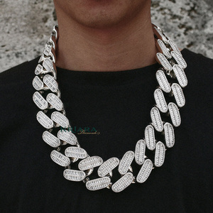Collar de Cadena de Plata S925 con Baño de Rodio y Moissanita, Engaste de Canal, Estilo Hiphop, Uso Diario - Product Image 1