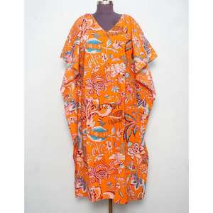 Vestido Túnica Largo Tejido para Mujer, Negro y Blanco, Elegante, para la Playa, de Algodón con Estampado Floral, Kaftán Largo de Verano - Product Image 1