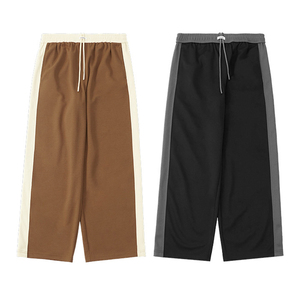 Men's Oversized Wide Leg Track <b>Pants</b> <b>Black</b> Side Stripe Baggy Sweatpants Cotton Streetwear Loose Fit Drawstring Closure Mid Waist - Product Image 2