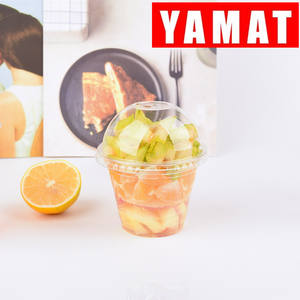 Gobelets en plastique transparents jetables pour boissons froides, café glacé, avec couvercles plats, personnalisés avec le logo YAMAT, 16 oz, en PET - Product Image 6