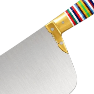 Cuchillos de Cocina con Hoja Ancha Plateada y Mango con Rayas Doradas y Multicolores para Cortar Verduras, Rebanar y Preparar Alimentos - Product Image 6