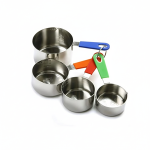 Juego de cucharas medidoras de acero inoxidable con mango Juego de cucharas medidoras de acero inoxidable de 4 piezas con color plateado - Product Image 1