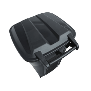 Confezione da 2 contenitori per rifiuti in plastica resistente da 32 galloni con coperchio attaccato - Nero - Product Image 3