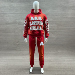 Ensemble de survêtement personnalisé épais et oversize en molleton blanc avec sweat à capuche zippé et pantalon de survêtement décontracté pour homme, style streetwear - Product Image 5