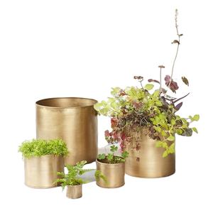 Ensemble de pots à fleurs en laiton de luxe, pots décoratifs ronds dorés, pots à fleurs d'intérieur et d'extérieur, jardinière cylindrique en fer de luxe - Product Image 1