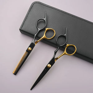 Professional Beauty Ceramic Handled <b>Left</b>-<b>Handed</b> Barber Haircut <b>Scissor</b> Set Stainless Steel 32 Teeth Thinning Cutting Durable - Product Image 2