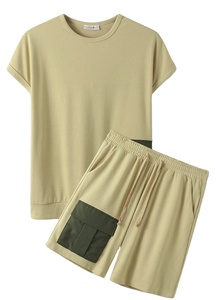 100% algodón antiarrugas Camiseta de manga corta Hombre Pantalones cortos conjunto logotipo personalizado Casual alta calidad colección de punto Bangladesh - Product Image 3