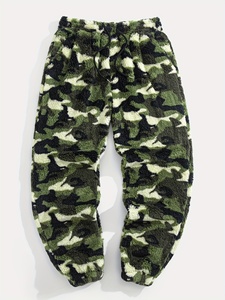 Men's Camouflage Fleece Jogger Pants <b>Elastic</b> <b>Waist</b> Heavyweight Casual Winter Wear - Product Image 1