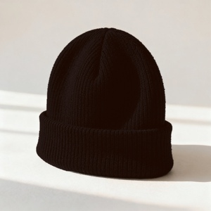 Bonnet personnalisé style pêcheur en acrylique tricoté avec revers, casquette d'hiver streetwear, fabricant de couvre-chefs en gros - Product Image 1