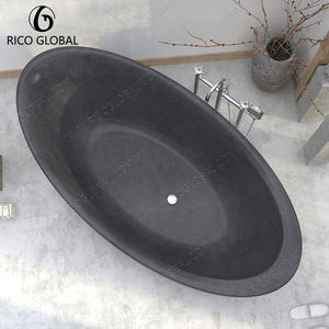 Baignoire autoportante incurvée en marbre de pierre naturelle de qualité supérieure, équipement de salle de bain de luxe avec surface ciselée, baignoire de trempage - Product Image 3