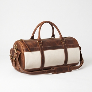 Bolsa de Gimnasio de Cuero Premium con Compartimentos, Bolsa de Lona de Cuero Marrón Vintage con Cremallera y Asas Dobles - Product Image 2