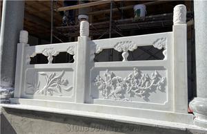 Valla Decorativa de Mármol Blanco Tradicional, Barandilla de Delimitación con Acabado Resistente al Agua para Uso en Exteriores, Jardín, Balcón, Hotel - Product Image 3