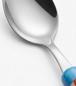 Ensemble de couverts en acier inoxydable avec manche bleu, cuillère, couteau, fourchette, design moderne, passe au lave-vaisselle, pour les fêtes - Product Image 2