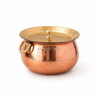 Ensemble de casseroles à biryani en cuivre pur martelé de qualité supérieure, résistantes à la chaleur, avec couvercle plat en cuivre, pour la restauration