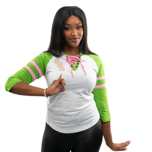 T-shirt à manches raglan pour femme, imprimé, en coton premium, manches trois quarts, style décontracté, style baseball - Product Image 2