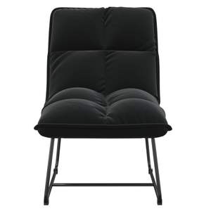 Black Velvet Leisure Chair with Adjustable Metal Medium <b>Backrest</b> Medium Chaise Lounge - Product Image 3