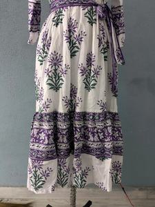 Vestido de Verano de Algodón para Mujer, Estampado Floral en Bloque, Vestido de Lino Transpirable con Botones, Cintura Natural - Product Image 2