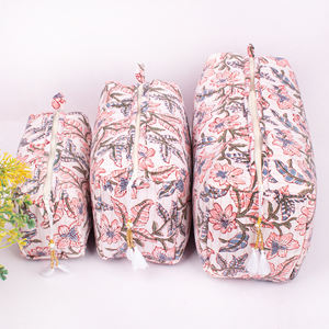 Cosmetic Handmade Zipper <b>Bag</b> Custom Floral Cotton Quilted Fashion Design for Travel Skin Care Beautiful Makeup Pouch <b>Large</b> - Product Image 2