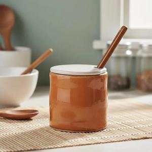 Tarro de Almacenamiento de Cocina Contemporáneo con Acabado Brillante, con Tapa y Ranura para Cuchara, Organizador Compacto para Encimera, Elegante Organizador de Despensa - Product Image 1