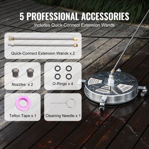 Ruote di pulizia per superfici in acciaio inossidabile per idropulitrice per impieghi gravosi da 18 pollici 4000 Max PSI 1/4 \ "bacchetta di prolunga a collegamento rapido 2 per - Product Image 6