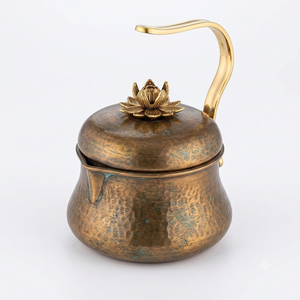 Vintage Hammered Metal Tea <b>Kettle</b> With Lid And Metal Handle Round Design For Kitchen Use Handmade Tea Pot On Sale - Product Image 2
