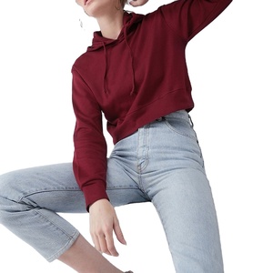 Nueva moda hecha en fábrica, Sudadera con capucha corta para mujer, 2025, mejor precio, estilo único, Sudadera con capucha corta para mujer - Product Image 3