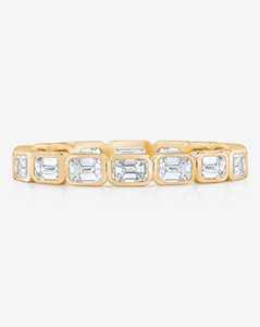 Bagues d'éternité minimalistes et délicates en or massif 14K 18K, serties d'émeraudes et de diamants de laboratoire, 2,7 mm, pour mariage, à superposer - Product Image 1