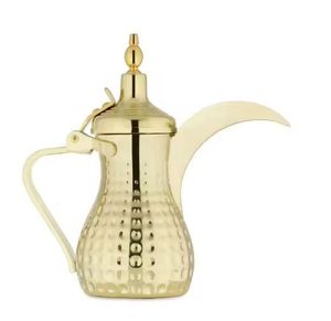 Vente en gros : Cafetière arabe Dallah en acier inoxydable argenté, pot à Qahwa gravé du Moyen-Orient, service à thé en métal - Product Image 3